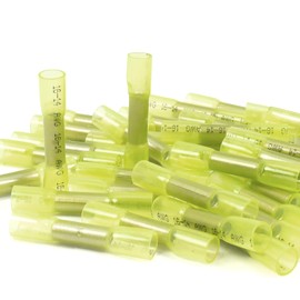 Heat Shrink Butt Connectors Waterproof Electrical Crimp Terminals Marine Grade Insulated Wire Connectors for Boat Truck Automotive Wiring Harness (12-10AWG 50PCS)