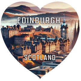 Edinburgh Scotland Travel Souvenir Destination Die Cut Heart Shaped Fridge Magnet 2-Inch