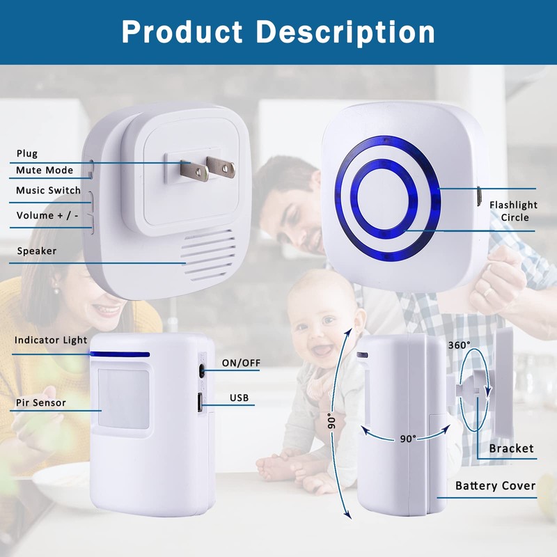 Seanme Motion Sensor Alarm, Wireless Driveway Alarm, Home Security Business