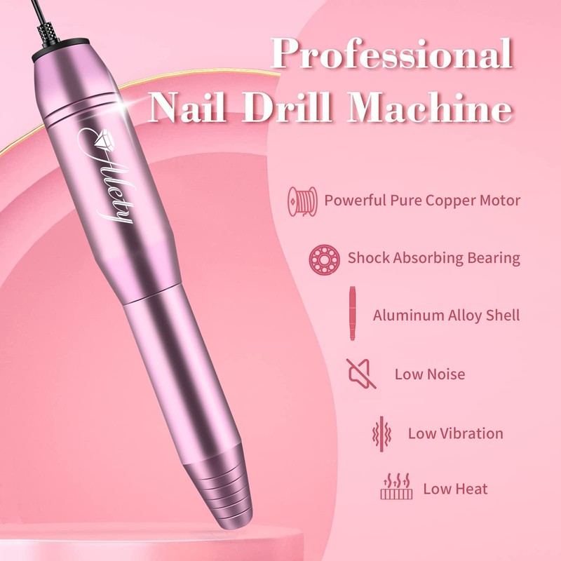 Alety Electric Nail Drill Kit, Portable File for Acrylic Gel