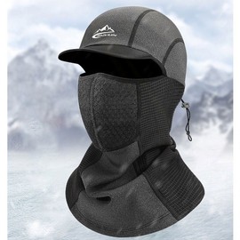 DTJ10 Heat Cap Balaclava Neck Warmer Headscarf Brim Hat Warm Mask Black