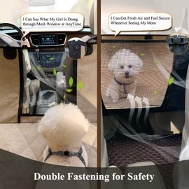 VIVAGLORY Dog Car Seat Covers, Hammock Seat Cover Mesh Visual Window with Extra Strap & Buckles, Waterproof & Nonslip Car Back Seat Cover Convert to Bench Seat Cover & Trunk Liner, Heather Khaki S
