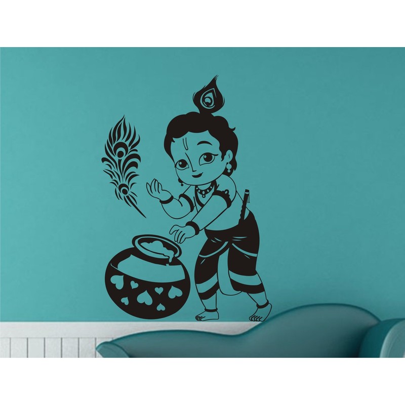Heaven Decors Krishna Religious Wall Sticker Size (59 x 84)