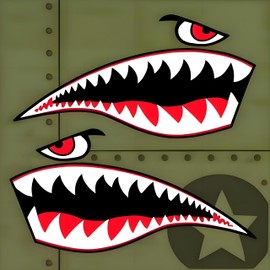 Kayak Stickers, PVC Waterproof Shark Teeth Mouth Decals for Fishing Boat, Kayak Accessories (Flying Tiger Shark, 6")