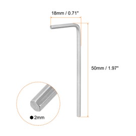 sourcing map 20pcs Hex Key Wrench 2mm L-Shape Hexagon Metric Wrenches Chrome Vanadium Steel Repairing Tool for Home Repair, Silver Tone