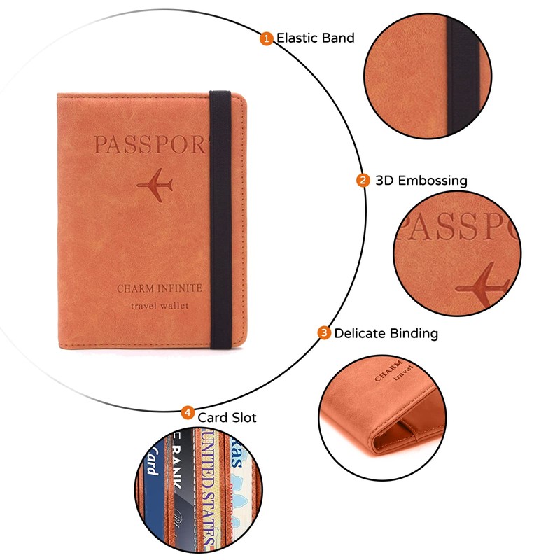 PORRASSO Passport Holder Travel Wallet RFID Blocking Card Case PU