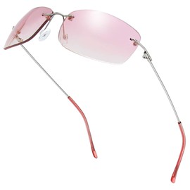 The Fresh Minimalist Small Rectangular Super Lightweight Sunglasses Clear Eyewear - Gift Box Package (101-Silver, Gradient Light Burgundy, 58)
