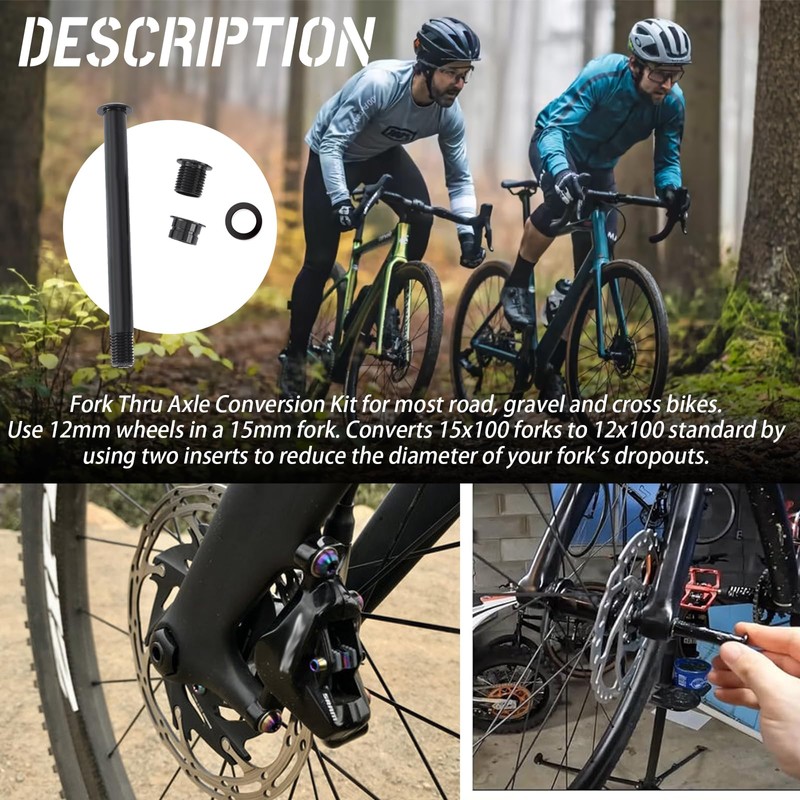 HQPARRTS 15mm to 12mm Fork Thru Axle Conversion Kit Compatible
