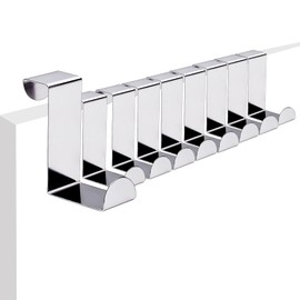 Pack of 8 Door Hooks, Z-Shape Door Hooks for Hanging, Clothes Hooks, Door Towel Holder, Hanging Hooks for Kitchen Cupboard, Cupboard Door, Room Door, Stainless Steel, 6 x 5.6 cm