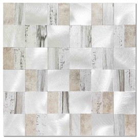 BeNice Peel and Stick Backsplash Metal Kitchen Backsplash Tiles,Peel and Stick Wall Tiles Metal Tile Stickers(Rustic Gray 10sheets)