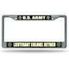U.S. Army Lieutenant Colonel Retired Chrome License Plate Frame
