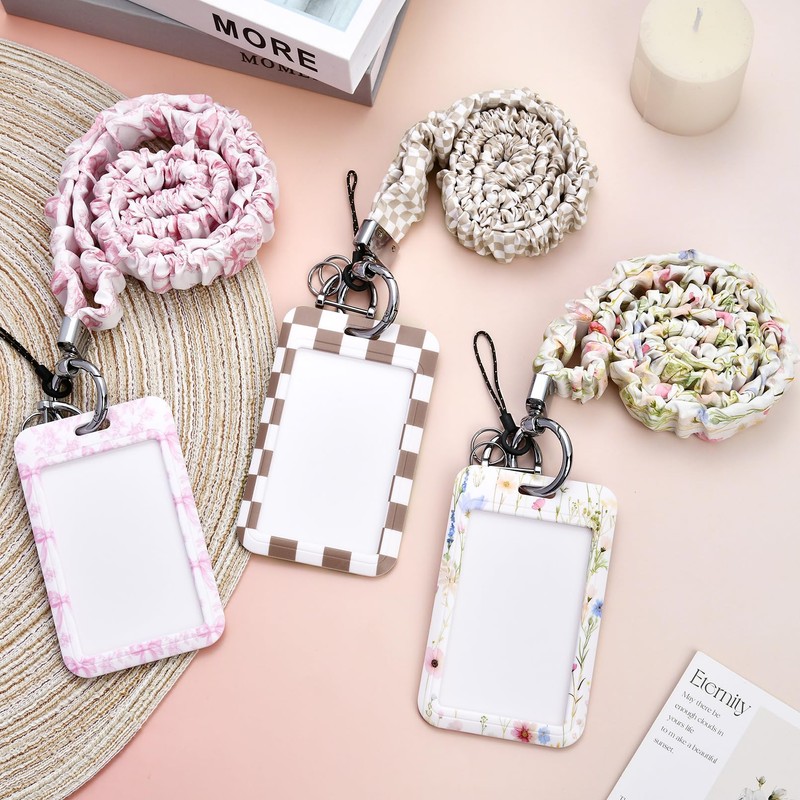 NTYNTY Floral Scrunchie Lanyard with ID Badge Holder, Soft Stretchy