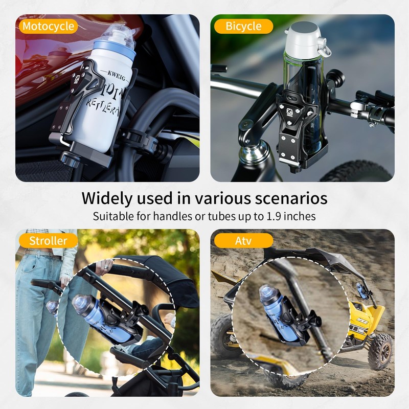 Kewig Anti-Theft Motorcycle Cup Holder, Extra Large Adjustable Size Bike