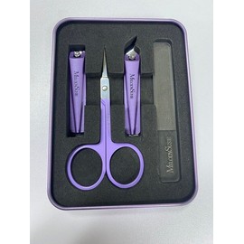 MelodySusie Manicure Set, Professional Nail Clippers Set, 4 in 1 Manicure Kit for Women, Stainless Steel Fingernail Toenail Clippers, Pedicure Nail Care Grooming Kit, Stocking Stuffers Gifts, Purple
