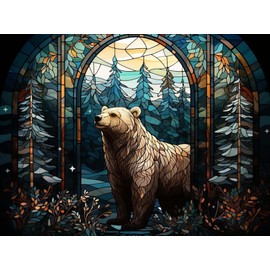 LOMSIOY DIY 5D Diamond Art Kits for Adults, Animal Diamond Painting Kits for Beginner, Bear Diamond Art with Round Full Drill Rhinestone Crafts Gem Arts for Home Wall Decor 12 * 16 inch