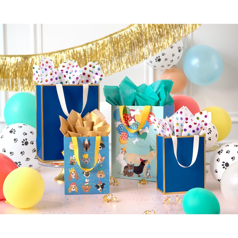Papyrus 13" Large Gift Bag (Blue and Gold) for Hanukkah,