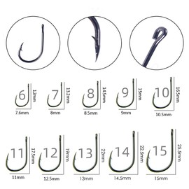 YFFSFDC Fishing Hooks 500 Pcs Fishing Hooks with Tubes Fishing Hooks Large Ring Wide Shaft Fishing Hooks Live Bait Fishing Assist Hooks Fishing Tools (#6-#15)