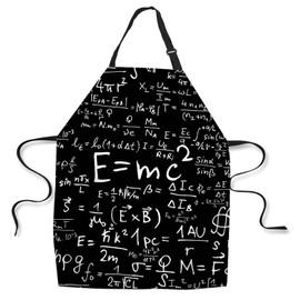afidomu Kitchen Cooking Apron Blackboard With Physical Equations And Formulas E=Mc2 Apron Home Baking Chef Apron Waterproof For Women Men 31X27 Inches