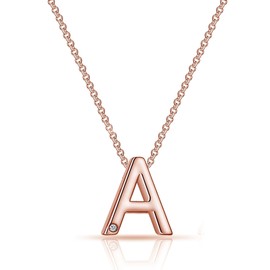 Philip Jones Rose Gold Plated Initial Necklace Letter A Created with Zircondia® Crystals