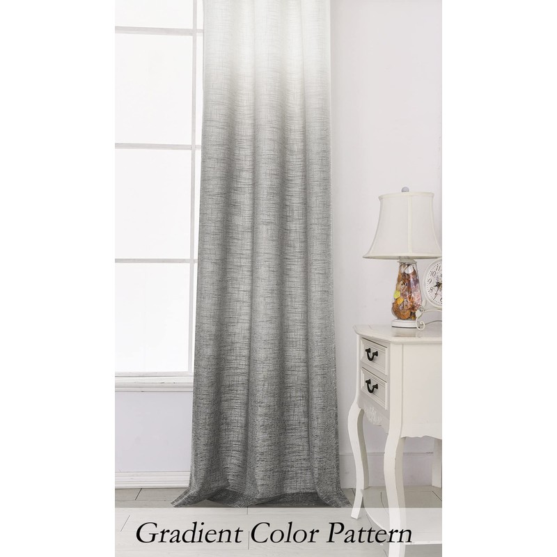 Central Park Ombre Rayon Blend Heavy Linen Texture Window Curtain