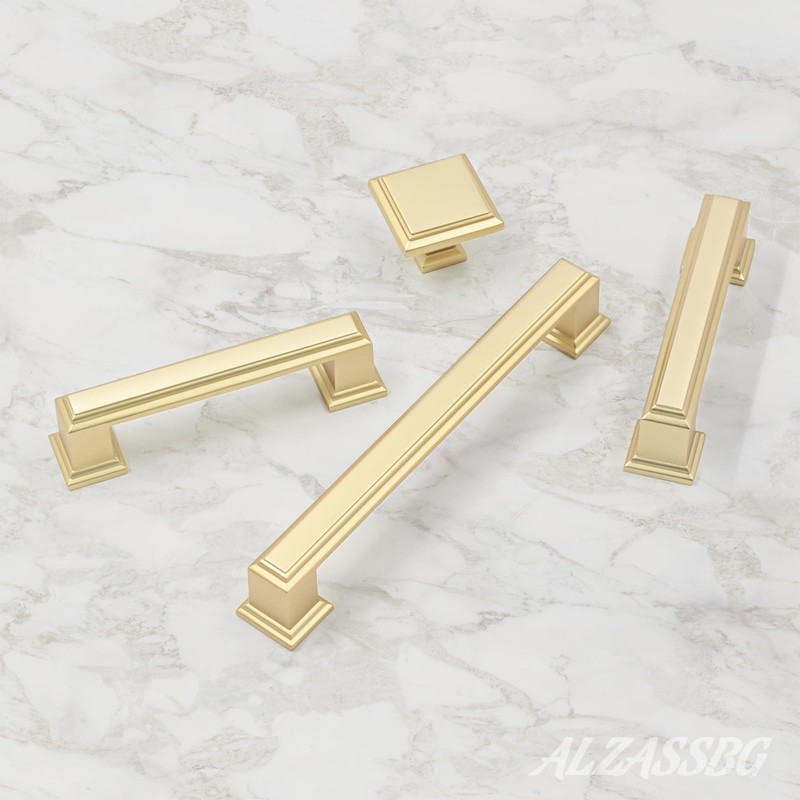Alzassbg 10 Pack Matt Gold Cabinet Pulls, 5 Inch(128mm) Hole