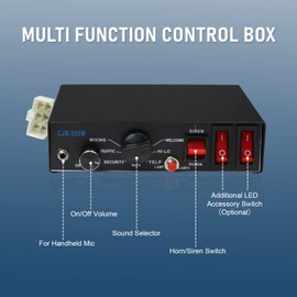 DICMIC 200W 8 Tones Emergency Warning Siren PA Speaker System with Handheld Microphone & 2 Lights Control Switches