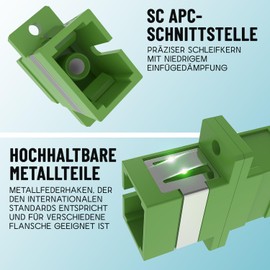 EMSECKO SC Adapter, SC-SC APC Singlemode, Ceramic Fibre, Pack of 5, for Fibre Optic Networks, Fibre Optic Adapter, Coupling, High Precision, Low Insertion Loss, Robust & Durable, Easy Installation
