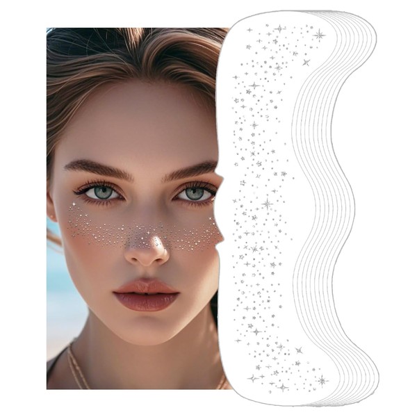 10 Stück Glitzer Sommersprossen, Goldene Temporäre Gesichtstattoos, Körper-Glitzer für Frauen