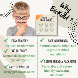 BioKidd Military Camouglage Camouflage Face Paint for Children and Adults, Organic Natural Cream, Children's Make-Up for Sensitive Skin, 3-Colour Army Set (Green, Brown, Black)