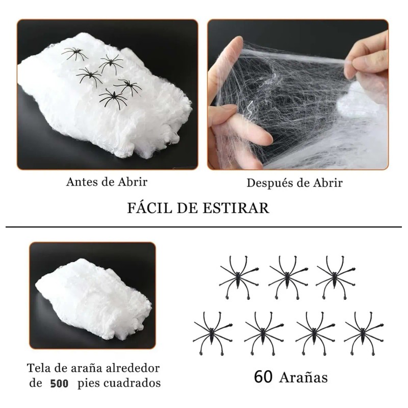 Telaraña Y Plástico Araña Halloween Decoración Dia De Muerto