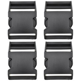 Hao Pro 2inch Width Quick Side Release Buckles Speedy Pinch Single Loop End Hold Tight Constant Motion Plastic Clips Snaps 4 PCS for Nylon Webbing Strap Dog Collars Black Square-Single-2inch-4Pcs