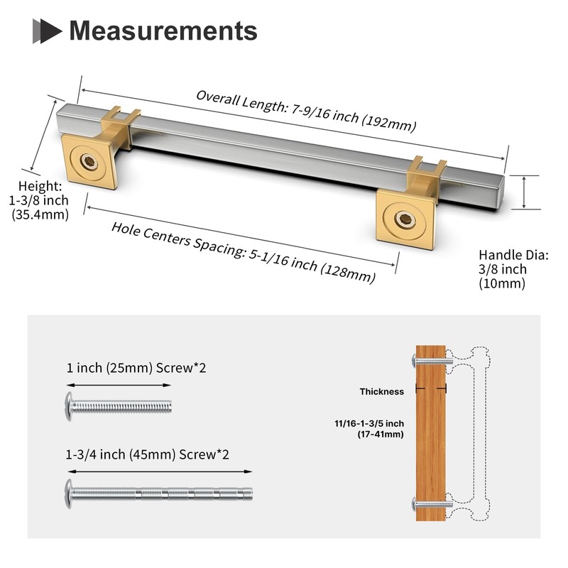 homdiy 12 Pack 5 Inch(128 mm) Hole Centers Brushed Nickel