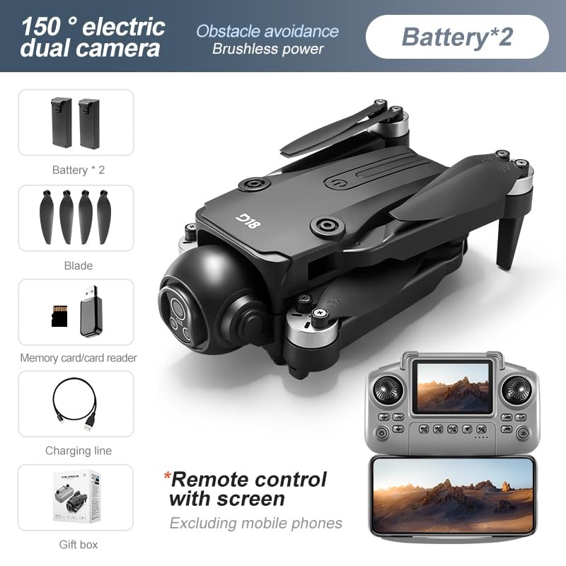 QQCHGOL D18 Drone with Dual Camera for Adults 2K, Foldable
