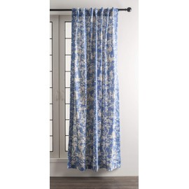 Maison d' Hermine Curtain 100% Cotton One Panel 50"x96" Light-Filtering Sheer, Easy Hanging with a Rod Pocket & Loop for Living Rooms Bedrooms Offices, Joli Jouy - Blue - Spring/Summer