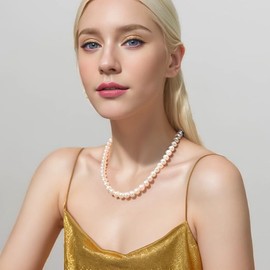 Aleasha White Pearl Jewelry Set Women Necklace Earrings Set Faux Pearl Wedding Jewellery Sets Brides Gift 10mm 45cm