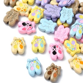 UR URLIFEHALL 30 Pcs 6 Styles Spray Painted Metal Ballet Shoes Beads Enamel Dance Spacer Beads for Jewelry Crafts Bag Dancer Gifts Decor