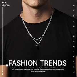 COYUN Kreuz Kette Herren Edelstahl Anhänger Kreuz Halskette,Edelstahl Männer Anhänger Kreuz Halskette Schmuck für Damen,Silber