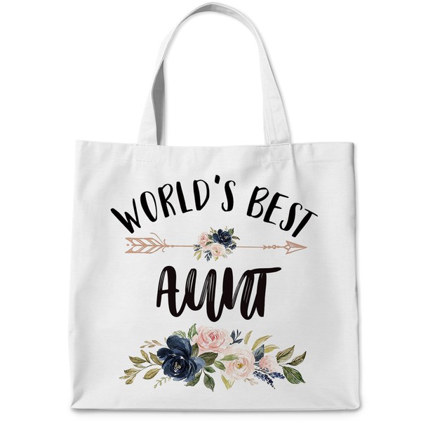 WAITPI Aunt Gifts Tote Bag, Auntie Gifts Canvas Bag, World's