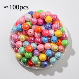 CYEENUT 16mm Acrylic Beads Ab Rainbow Color Chunk Bubblegum Beads Faceted Bead DIY Beading Hairband Bracelets for Pen Bag Chain Jewelry Making(Color-6)