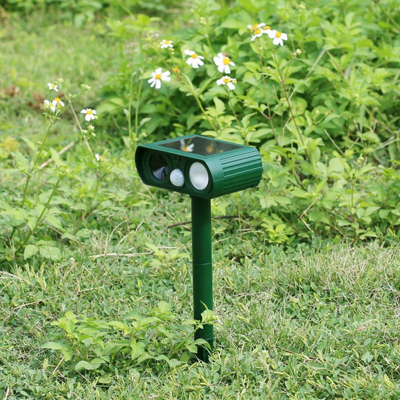 Solar Powered LED Animal Repeller Ultrasonic Waterproof Animal Repellent for
