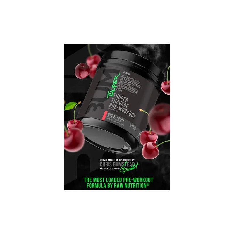 Suplemento en polvo RAW NUTRITION sabor white cherry x 630g