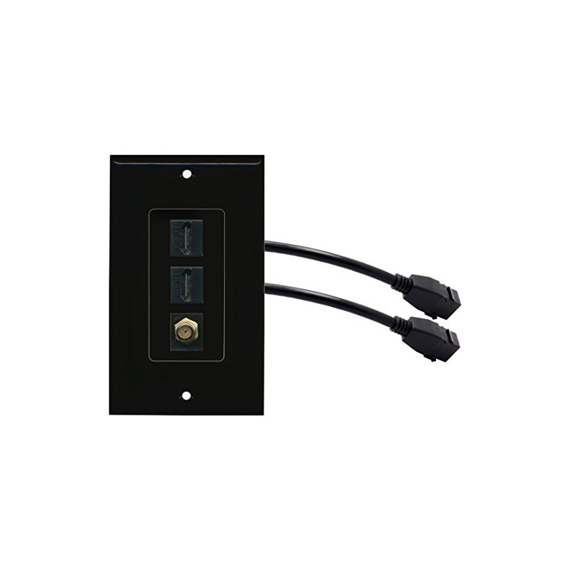 RiteAV (1 Gang Decorative 2 HDMI Black Coax Wall Plate