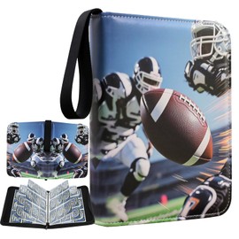 Sihdnok 900 Pocket Card Binder – 9-Pocket Trading Card Album for Football, Game, Membership, Shopping Cards – Sports Design with Zipper & Wrist Strap