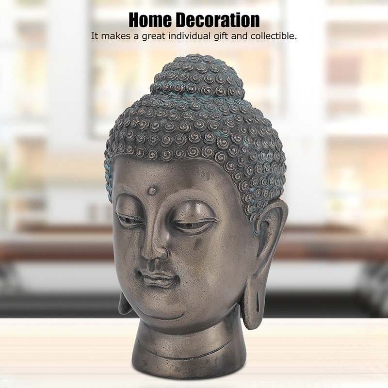 Resin Buddha Head Statue Figurine Ornament Buddhist Supplies Home Tabletop