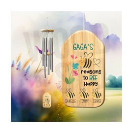 Custom Personalized Mother's Day Gift for Gaga – Personalized Windchime with Custom Personalization, 24" Outdoor Wind Chimes, Wood & Metal Tubes, Unique Mother's Day Keepsake Gift for Grandma and Nana