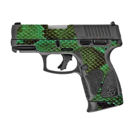 MightySkins Carbon Fiber Skin Compatible with Taurus G3C 9mm Luger - Green Serpent | Protective, Durable Textured Carbon Fiber Finish | Easy to Apply, Remove, and Change Styles | Made in The USA