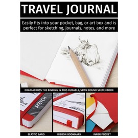 Pro Art Premier Sketch Book Travel 6"x 4" White 74lb Red 80 Sheets, Sketch Book, Sketchbook, Drawing Pad, Sketch Pad, Drawing Paper, Art Book, Drawing Book, Art Paper, Sketchbook for Drawing