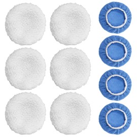 10Pcs Car Orbital Buffer Polisher Pad - Car Polisher Pads, 5-6 Inches Bonnet Buffing Pad Cover, 4 Microfiber+6 Woollen Polishing Pads, Waxing Buffer Polishing Pads for Cars Furniture, Glass, Furnitur