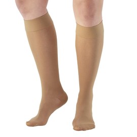 Ames Walker AW Style 280 Signature Sheers 20-30 mmHg Firm Compression Closed Toe Knee High Stockings Beige XXLarge