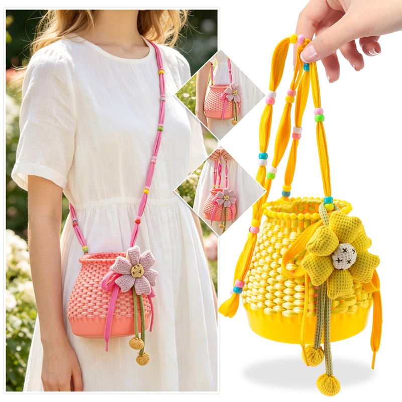 AOUXSEEM 2 Sets Plastic Basket Weaving Kit for Beginners,DIY Crossbody